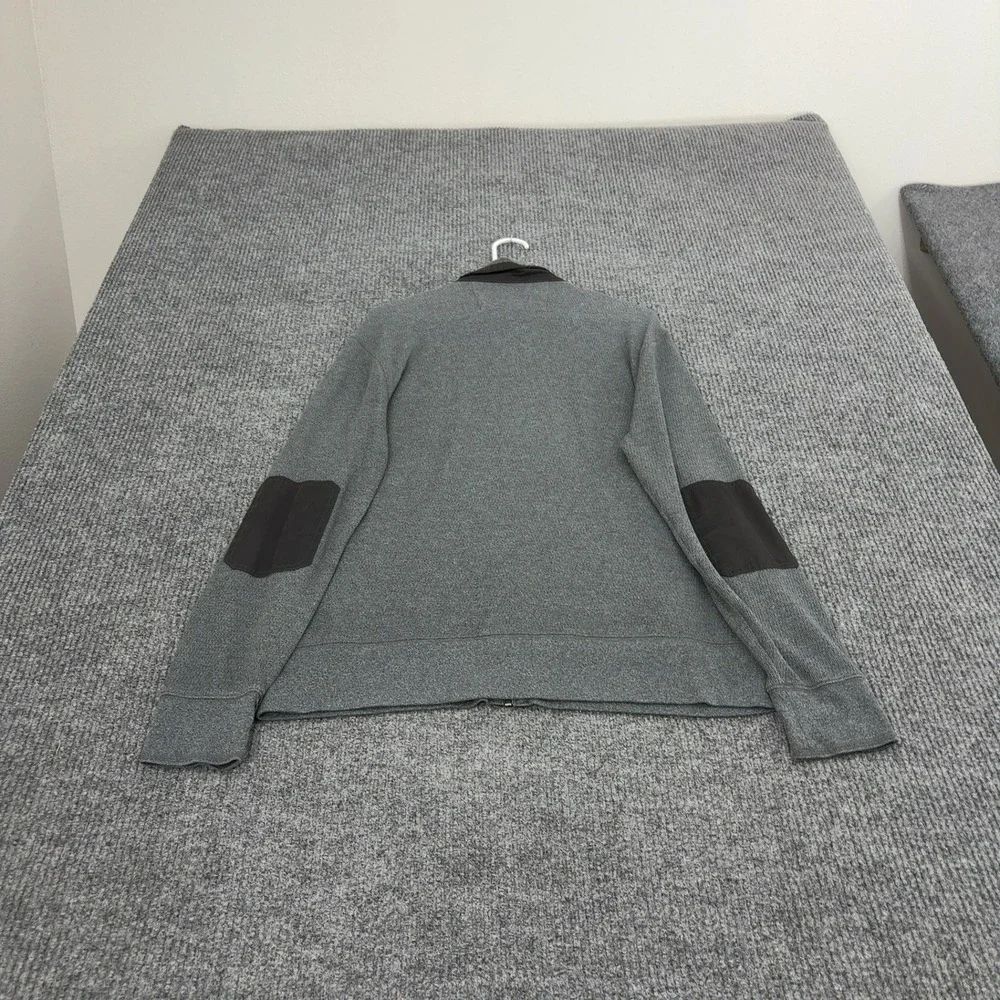 Banana Republic Jacket Mens L Gray Cotton Polyester Elbow Patches Mock Neck